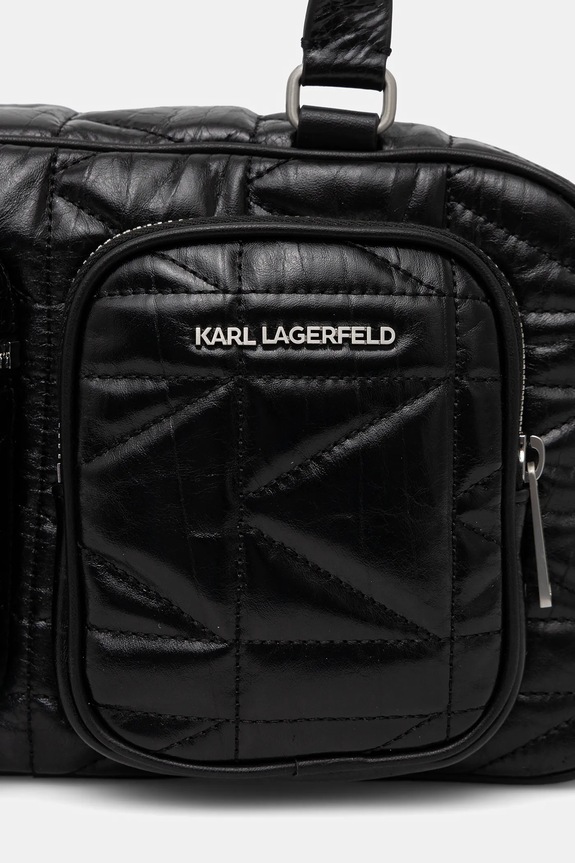 Kožená kabelka Karl Lagerfeld K/KUILT čierna B1W30089