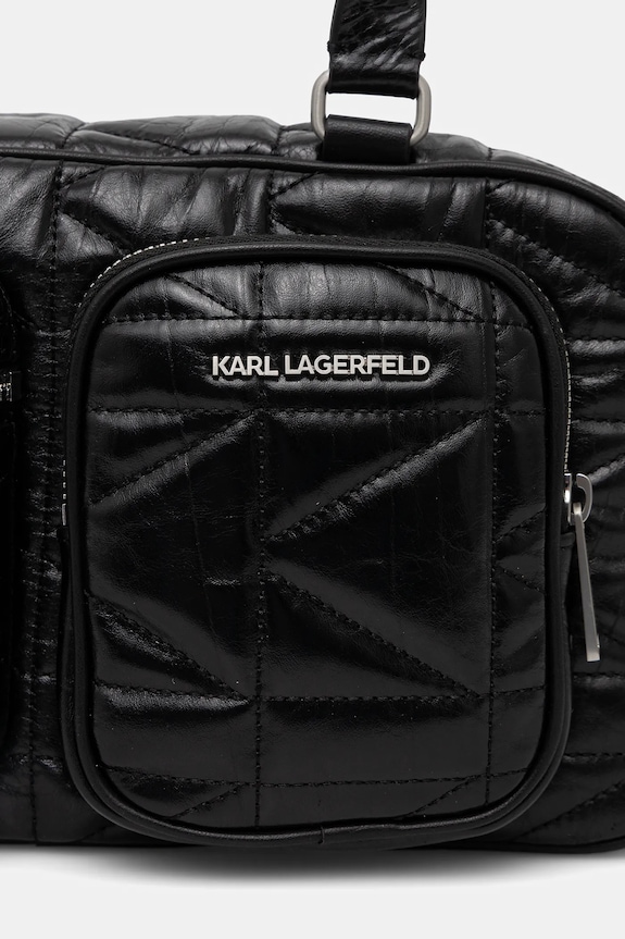Kožená kabelka Karl Lagerfeld K/KUILT čierna B1W30089