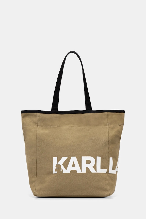 Bavlněná kabelka Karl Lagerfeld K/ESSENTIAL potisk zelená B1W50050