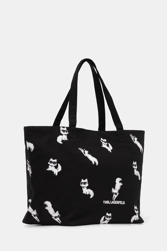 Βαμβακερή τσάντα Karl Lagerfeld IKON B1W50053 μαύρο SS26