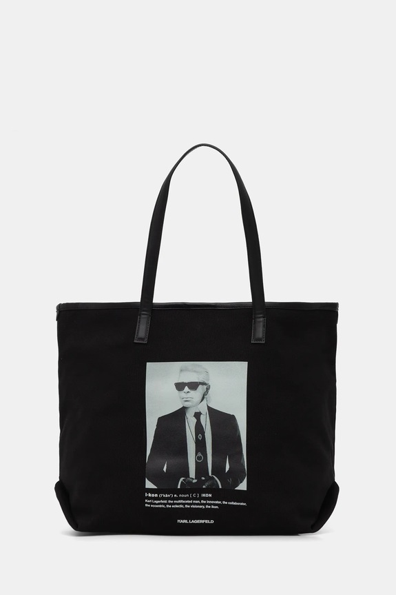 Βαμβακερή τσάντα Karl Lagerfeld K/ESSENTIAL υφασμάτινο μαύρο B1W50059