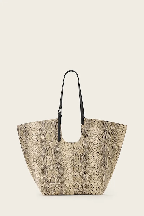 Kožená kabelka AllSaints usňová koža béžová W652XD
