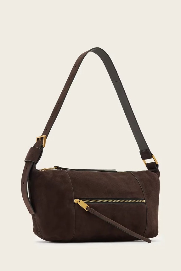 AllSaints velúr táska W346XD barna SS26