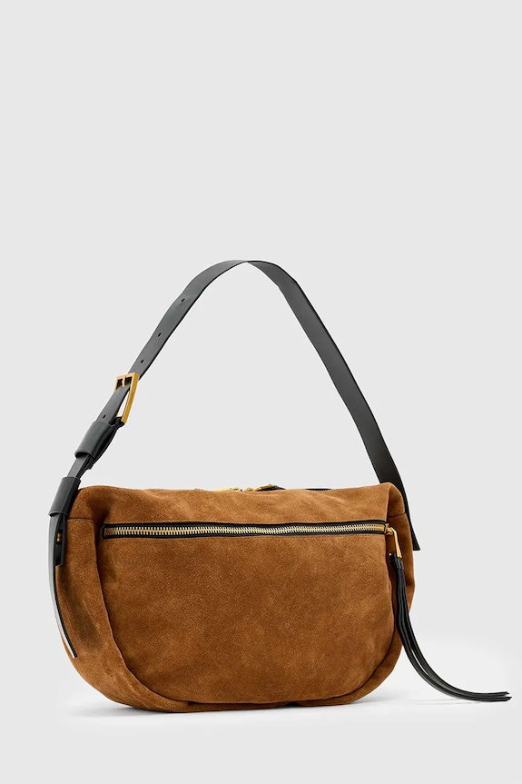Accesorii AllSaints geantă de mână din piele întoarsă W568XD maro