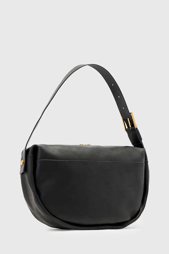 Accesorii AllSaints geantă de mână din piele întoarsă W567XD negru