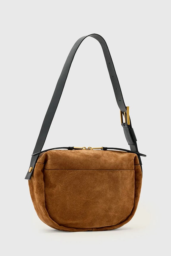 AllSaints geantă de mână din piele întoarsă W566XD maro SS26
