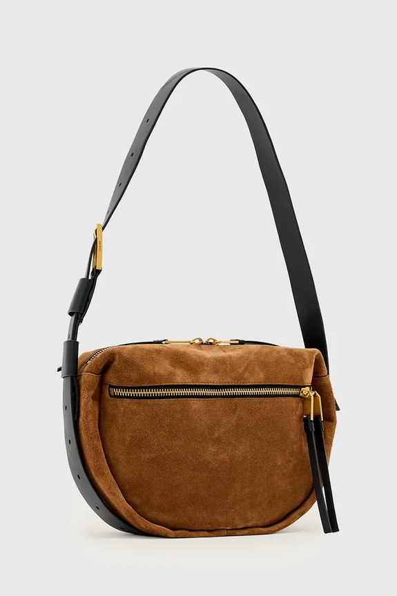 Accesorii AllSaints geantă de mână din piele întoarsă W566XD maro