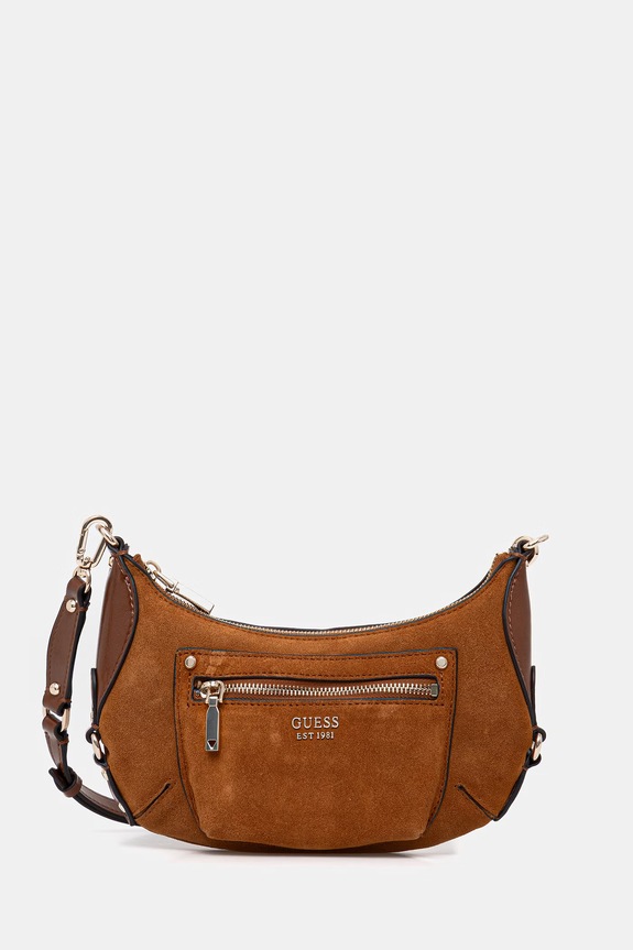 Guess torebka zamszowa MARSHA nie mieści A4 brązowy HWSG95.01720