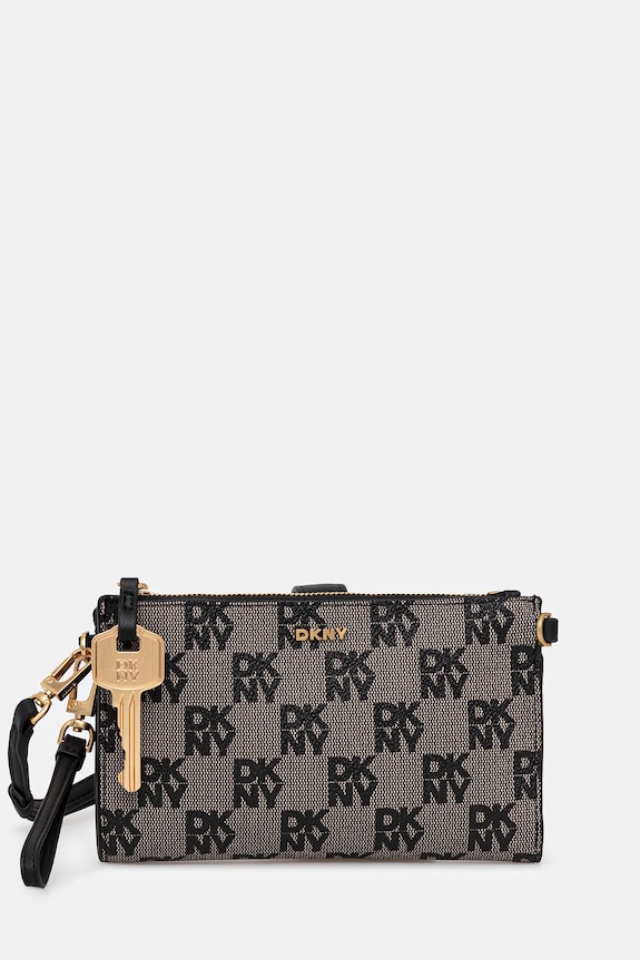 Dkny portfel drobny wzór czarny R5456N80