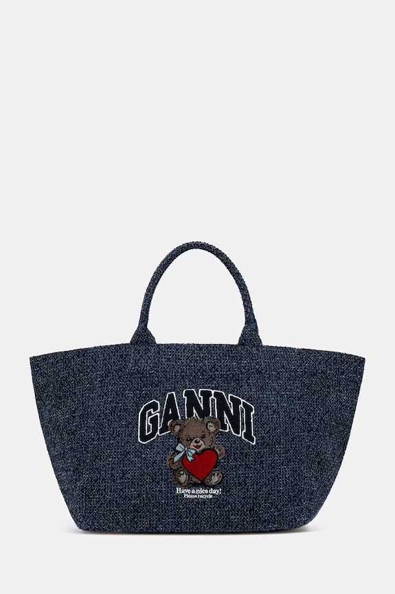GANNI torebka tote damska bawełniana niebieski B2110041