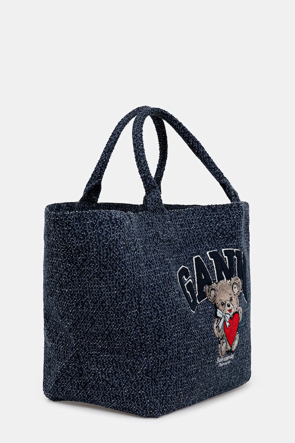GANNI torebka tote damska bawełniana B2110041 niebieski SS26