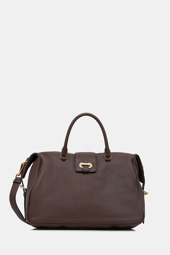 Δερμάτινη τσάντα Pollini λείο δέρμα καφέ PC4432PP1OQC0