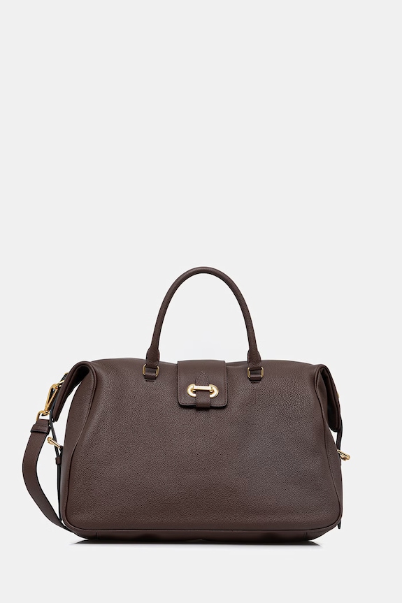 Δερμάτινη τσάντα Pollini λείο δέρμα καφέ PC4432PP1OQC0