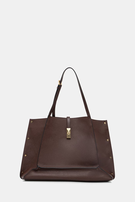 Δερμάτινη τσάντα Pollini λείο δέρμα καφέ PC4415PP1OQC1