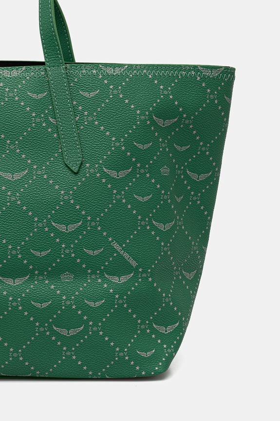 Zadig&Voltaire torebka shopper damska z imitacji skóry Z SHOPPER MONOGRAM TAG zielony LWBA04281