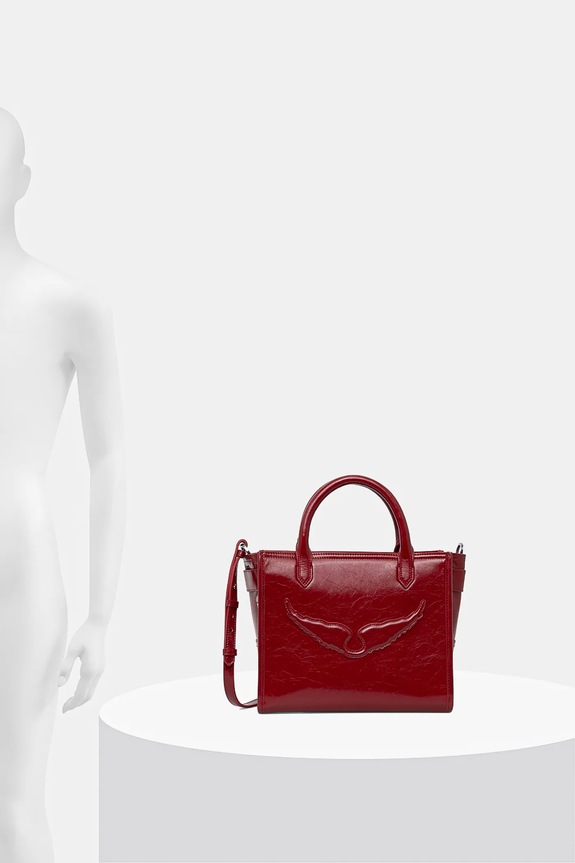 ZADIG&VOLTAIRE geantă de piele ANGEL TOTE XS WRINKLED PATENT LWBA04257