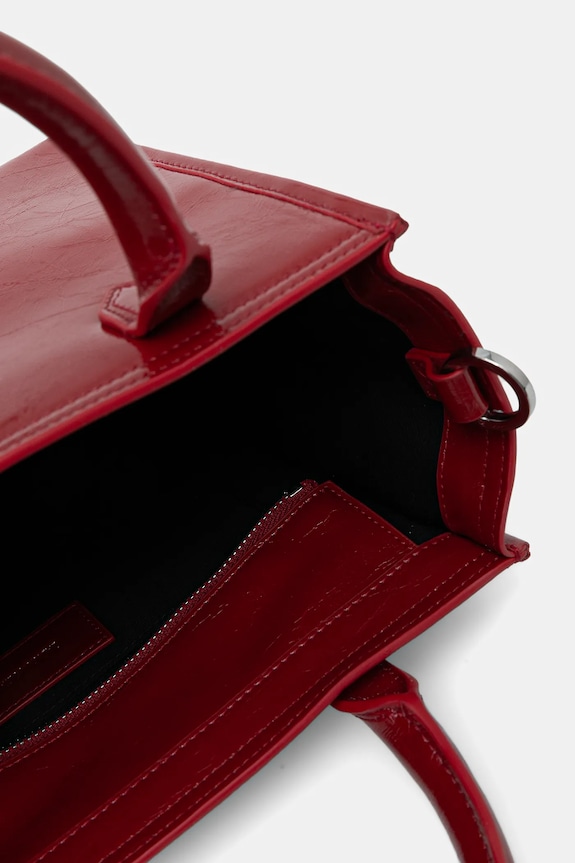 ZADIG&VOLTAIRE geantă de piele ANGEL TOTE XS WRINKLED PATENT LWBA04257 rosu