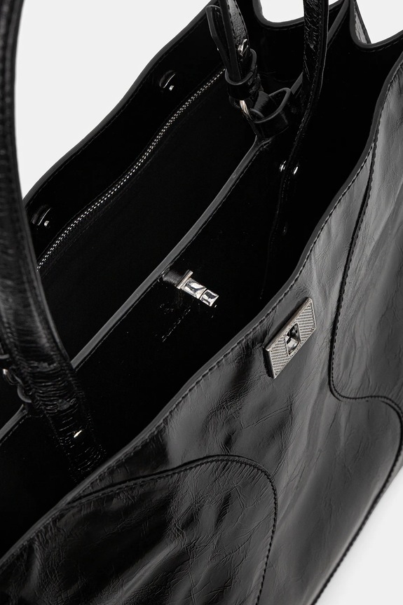 ZADIG&VOLTAIRE geantă de piele JACK VINTAGE PATENT LWBA04323 negru