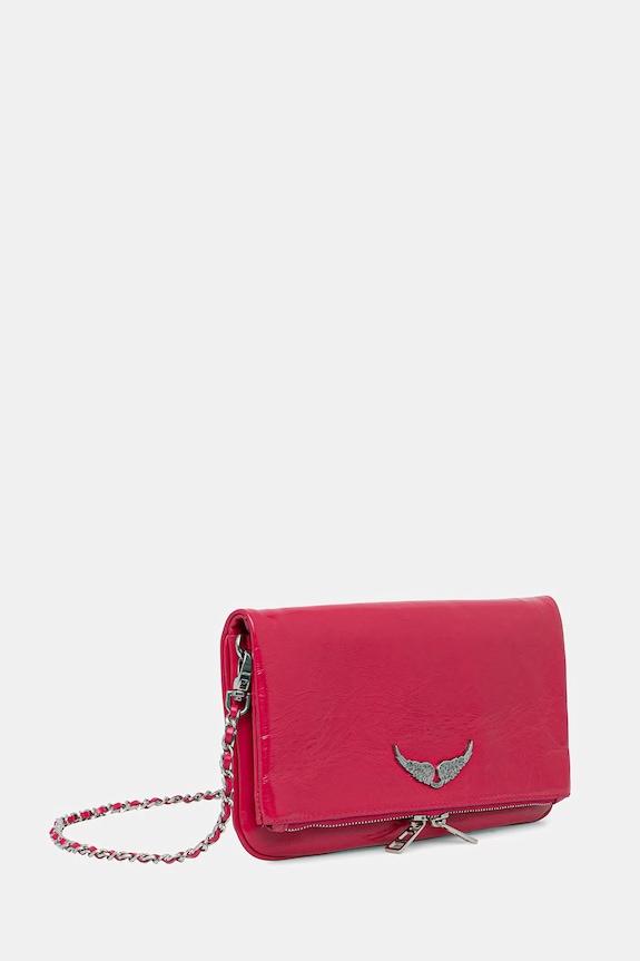 ZADIG&VOLTAIRE geantă de piele ROCK VINTAGE PATENT LWBA04212 roz SS26