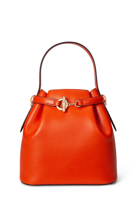 Kožená kabelka Lauren Ralph Lauren usňová koža oranžová 431982787