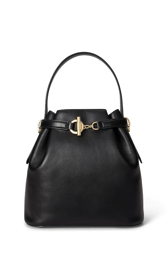 Lauren Ralph Lauren poșetă de piele uni negru 431982787