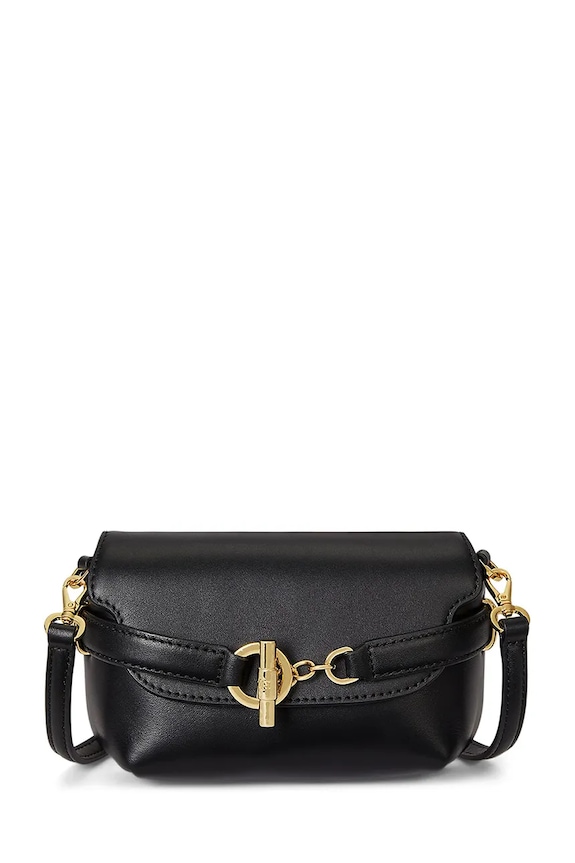 Kožená kabelka Lauren Ralph Lauren usňová koža čierna 431P04297