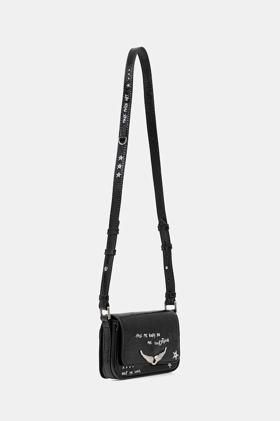 Kožená kabelka ZADIG&VOLTAIRE LE ZAZI VINTAGE GRAFFITI LWBA04188 čierna SS26