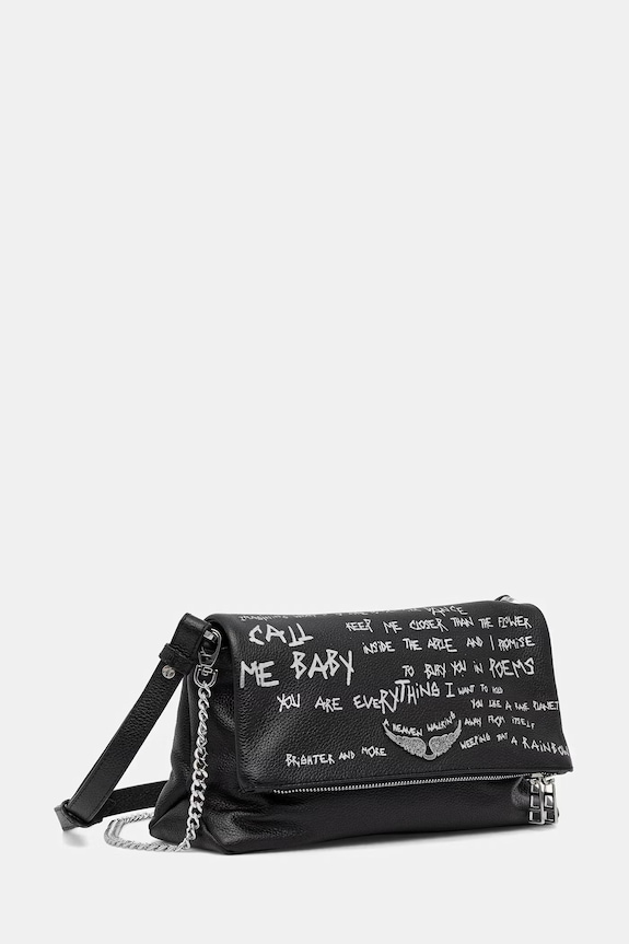 ZADIG&VOLTAIRE geantă de piele ROCKY II GRAFFITI LWBA04195 negru SS26
