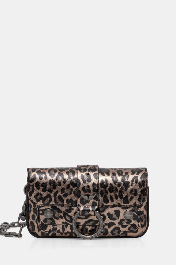 Kožená kabelka ZADIG&VOLTAIRE KATE WALLET METAL LEO usňová koža čierna LWBA04185