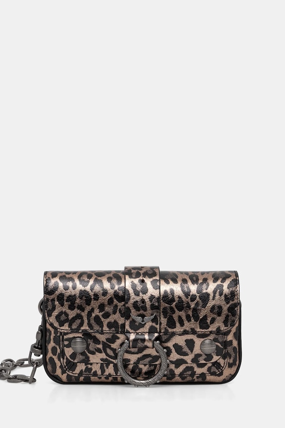 Kožená kabelka ZADIG&VOLTAIRE KATE WALLET METAL LEO usňová koža čierna LWBA04185
