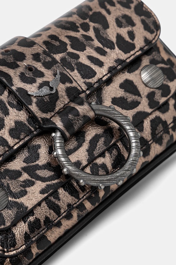 Kožená kabelka ZADIG&VOLTAIRE KATE WALLET METAL LEO LWBA04185 čierna
