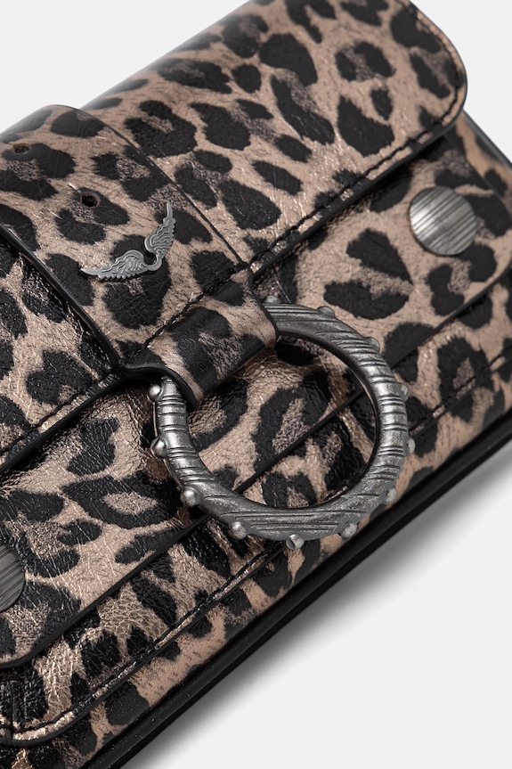 Kožená kabelka ZADIG&VOLTAIRE KATE WALLET METAL LEO LWBA04185 čierna