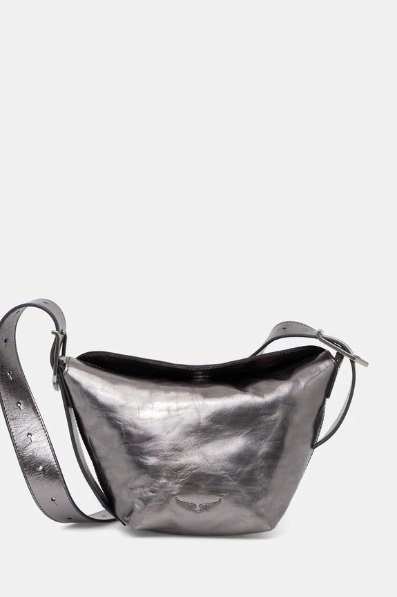 Kožená kabelka ZADIG&VOLTAIRE BABY JANE VINTAGE METAL nezmestí A4 sivá LWBA04151