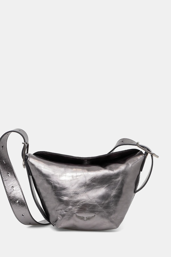 Kožená kabelka ZADIG&VOLTAIRE BABY JANE VINTAGE METAL nezmestí A4 sivá LWBA04151