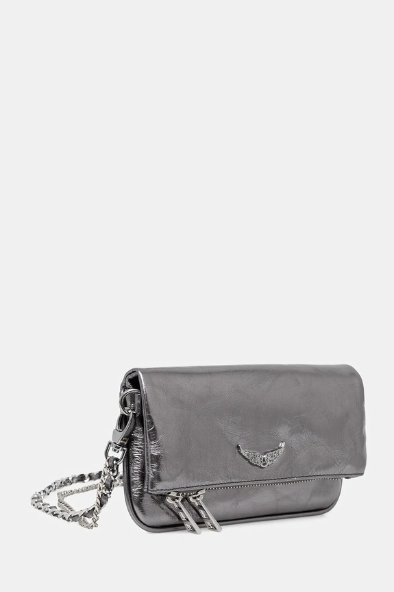ZADIG&VOLTAIRE torebka skórzana ROCK NANO VINTAGE METAL LWBA04155 szary SS26
