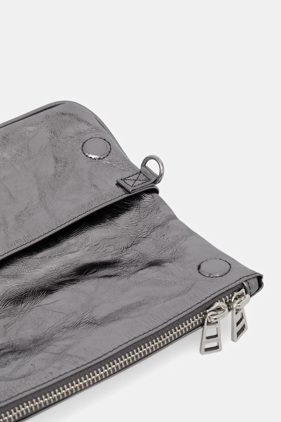 ZADIG&VOLTAIRE torebka skórzana ROCK NANO VINTAGE METAL LWBA04155 szary