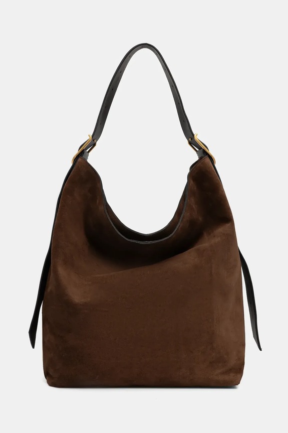 Akcesoria ZADIG&VOLTAIRE torebka zamszowa JANE HOBO XL SUEDE LWBA04198 brązowy