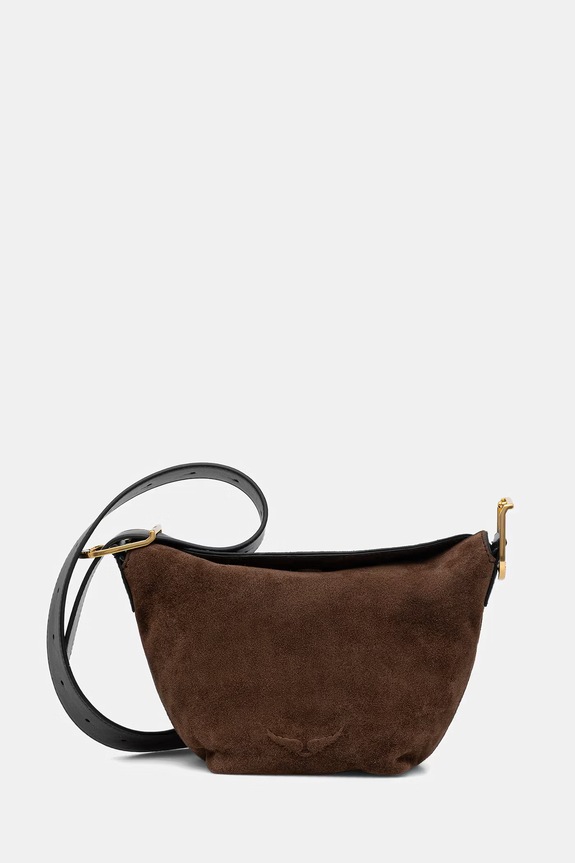 ZADIG&VOLTAIRE torebka zamszowa BABY JANE SUEDE nie mieści A4 brązowy LWBA04199