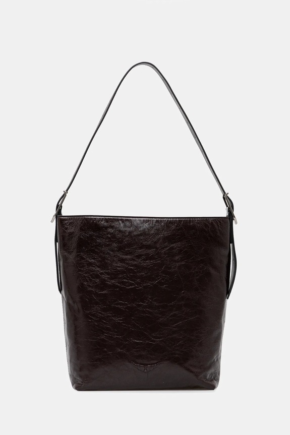 ZADIG&VOLTAIRE torebka skórzana JANE HOBO VINTAGE PATENT skóra licowa brązowy LWBA04184