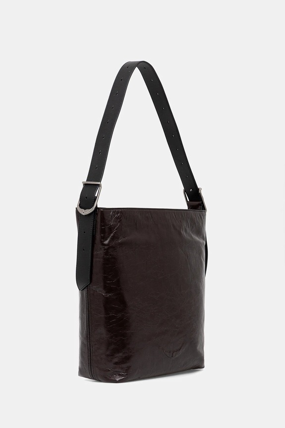 ZADIG&VOLTAIRE torebka skórzana JANE HOBO VINTAGE PATENT LWBA04184 brązowy SS26