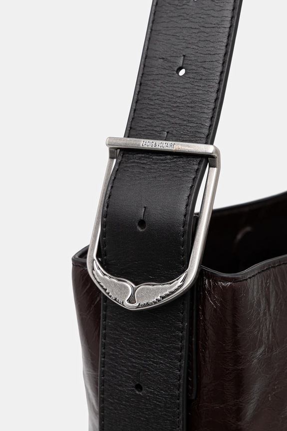 ZADIG&VOLTAIRE torebka skórzana JANE HOBO VINTAGE PATENT brązowy LWBA04184
