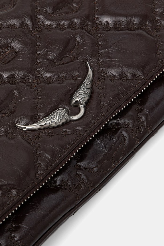 ZADIG&VOLTAIRE borsa a mano in pelle ROCK II VINTAGE MONOGRAM marrone LWBA04189