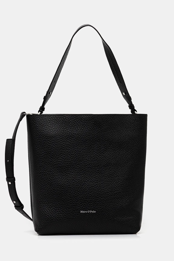 Δερμάτινη τσάντα Marc O'Polo λείο δέρμα μαύρο 5000009282