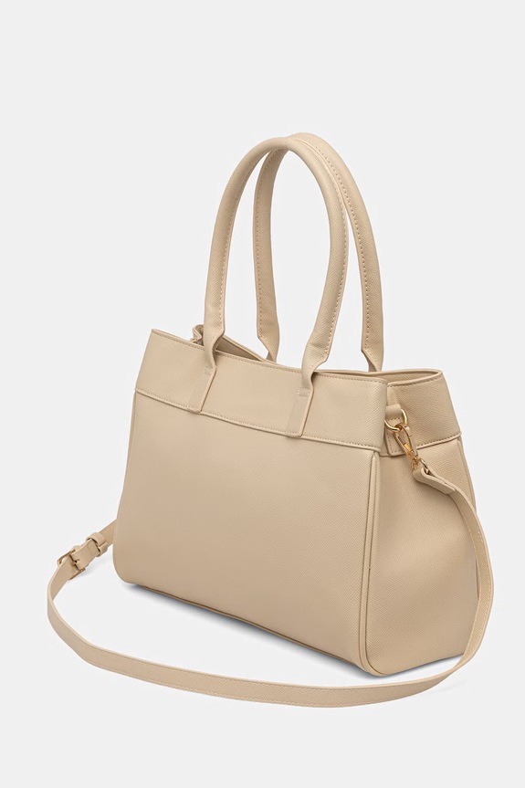 Akcesoria Valentino Bags torebka shopper damska z imitacji skóry VBS9QB01 beżowy