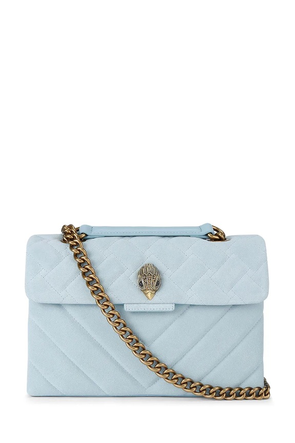 Kožna torba Kurt Geiger London Kensington natpis plava 5021582219