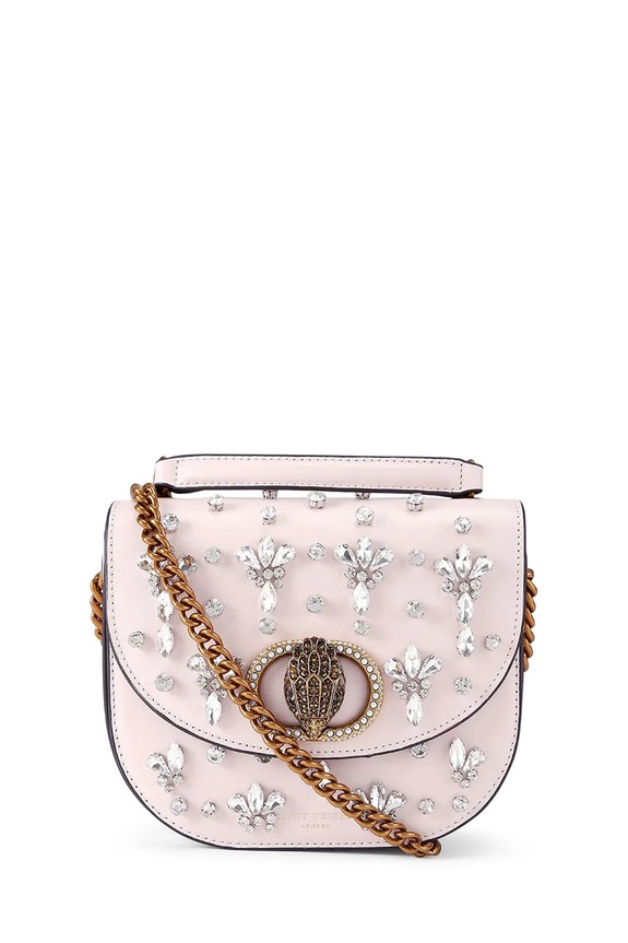 Kožna torba Kurt Geiger London Chelsea natpis bež 5365624109