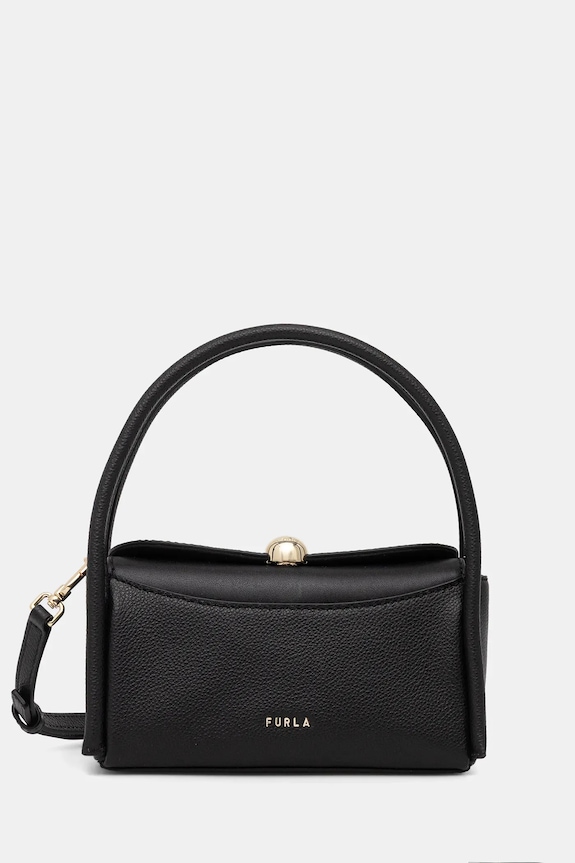 Δερμάτινη τσάντα Furla Nicole Mini Boston Bag λείο δέρμα μαύρο WE00893.BX4296.O6000