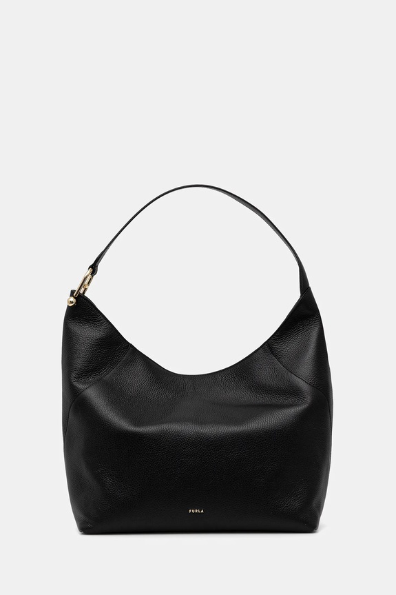 Kožená kabelka Furla Lara L Hobo usňová koža čierna WB01876.HSF000.O6000