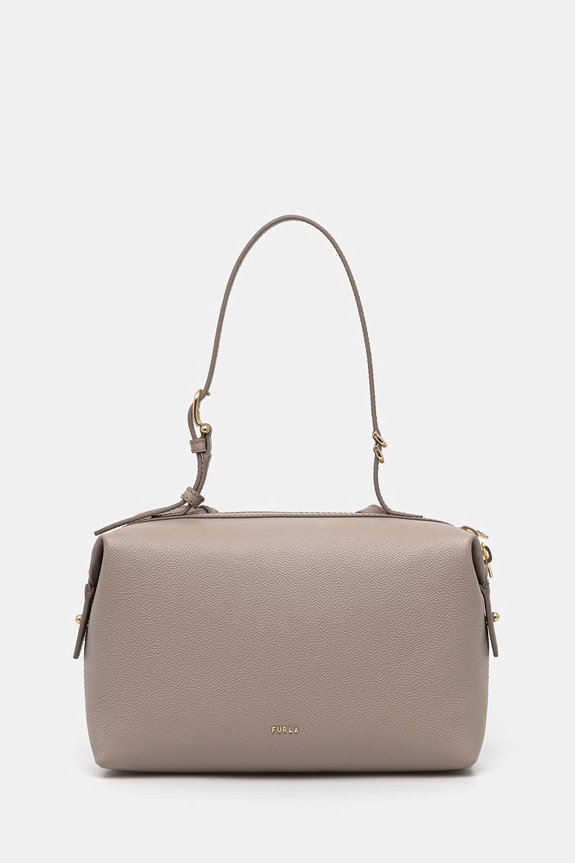 Δερμάτινη τσάντα Furla Double M Boston Bag λείο δέρμα μπεζ WB01905.BX3036.4488S
