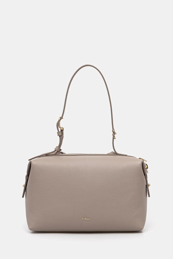 Δερμάτινη τσάντα Furla Double M Boston Bag λείο δέρμα μπεζ WB01905.BX3036.4488S